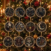 12 kits d'art de peinture diamant DIY avec perles pour décorations de Noël, style pendentif à suspendre pour adultes - Décorations de Noël en PVC