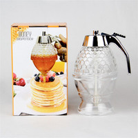 BAMBUS Vente en gros de distributeur de sirop en plastique transparent de qualité alimentaire Pot de miel en forme de peigne Pot de miel avec support Accessoires de cuisine