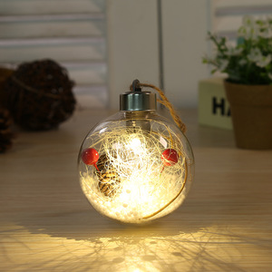 8cm Handmade <b>LED</b> Christmas <b>Ball</b> Ornaments Hanging Glowing Decorations Replaceable Battery Shatterproof Plastic High Quality - Product Image 3