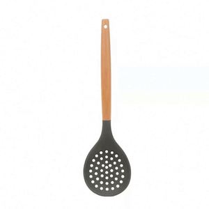 Ustensiles de cuisine, outils de cuisson, passoire de cuisine, passoire en silicone antiadhésif avec manche en bois - Product Image 4