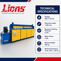 Cisaille hydraulique pour tôles métalliques Lions 1600 mm, coupe-plaques à guillotine 3 mm avec moteur 4 kW