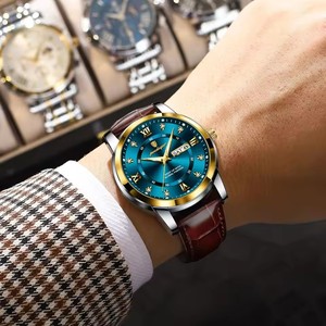 POEDAGAR 936 <span class=keywords><strong>Montre</strong></span> Homme Tendance Décontractée Étanche Aiguilles Lumineuses <span class=keywords><strong>Mouvement</strong></span> Quartz Bracelet Acier Cuir Calendrier pour Hommes - Product Image 3