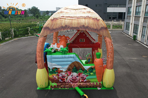 WINSUN Château gonflable ferme avec toit en chaume, poteaux en forme de maïs et toboggan grange pour enfants, idéal pour fêtes en extérieur et location commerciale - Product Image 3
