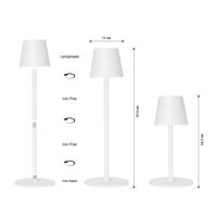 Lampe de nuit moderne sans fil rechargeable tactile à gradation lampe de table portable en métal