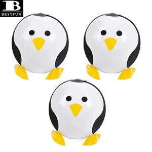 PVC cute penguin shape inflatable beach balls customized plastic animal shape water balls novelty swimming toys