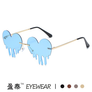 Heart-Shaped Teardrop Sunglasses For Women UV400 Protection Frameless Metal <b>Plastic</b> Party <b>Glasses</b> Class 2 Sunshades - Product Image 4