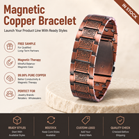 Joyería Magnética de Cobre Puro, Joyería de Terapia Magnética Vintage, Brazalete de Tres Filas con Discos Magnéticos, Venta al Por Mayor Personalizada
