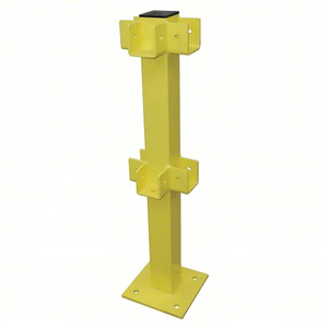 Modular Steel Three Way Guardrail <strong>Post</strong> 4 Inch 2 Rail <strong>Levels</strong> Rubber Caps IP10 Non Reflective Safety Barrier Roadway - Product Image 1