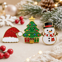 Broche personnalisée en émail pailleté, motifs Arbre, Bonhomme de neige, Chapeau de Père Noël, style Kawaii, plaquée or, cadeau, vente en gros, broche de revers de Noël, broche Chapeau de Père Noël