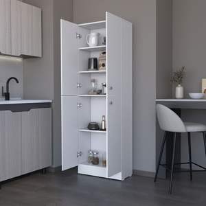 Gabinete de despensa blanco de cocina Coahoma de DB Almacenamiento moderno de acero inoxidable con cesta de cromo y aluminio Fácil instalación - Product Image 6