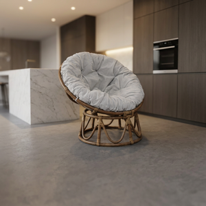 Fauteuil Papasan 85 cm modulaire en rotin capitonné, moderne, confortable et douillet, idéal pour la chambre, le salon, la salle à manger ou l'école - Product Image 1