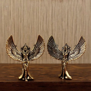 Statuetta Vintage in Bronzo a <span class=keywords><strong>Sei</strong></span> Ali - Artigianato Moderno in Metallo per Arredamento Casa, Opera d'Arte Angelica per Esposizione su Tavolo - Product Image 4