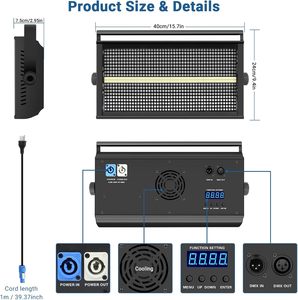 Professional 960 LED Warm White RGB Stage <strong>Strobe</strong> <strong>Light</strong> 16-Zone Pixel Control DMX512 Lighting for DJ Disco Club Concert Show - Product Image 6