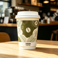 Gobelets en papier écologiques à deux couches de 12 oz pour café, thé, boissons chaudes, emballages à emporter jetables, utilisation dans les cafés, restaurants, services de restauration