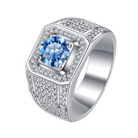 Cincin Kawin Pria Perak Sterling 925 Kristal Es Moissanite Gaya Hip-hop Fashion Mewah Ringan, Diskon Besar