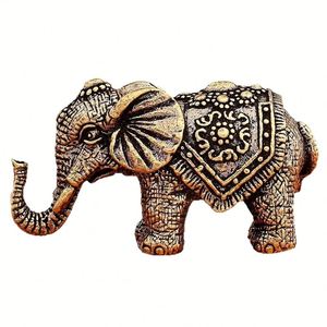 Handcrafted Plated Brass <b>Elephant</b> Statue-UV Printed Unique Metal Sculpture for Home Decor - Product Image 5