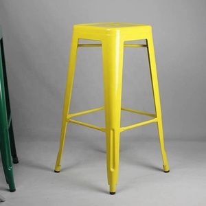 Modern Bistro Powder Coating Metal <strong>Stacking</strong> bar <strong>Stool</strong> with Wood Seat and Backrest - Product Image 5