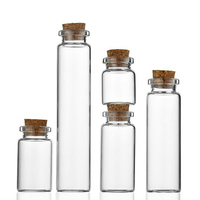 Pot en verre rond de 5 ml et 10 ml pour fleurs séchées, avec couvercle en liège transparent et couvercle en bois, pour gelée, impression sérigraphique, traitement de surface