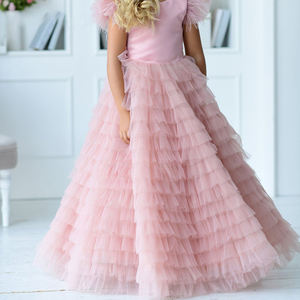 Long Luxury Little Child Ball Gown pink and White Color <strong>Cupcake</strong> <strong>Dress</strong> Flower Girl <strong>Dresses</strong> - Product Image 2