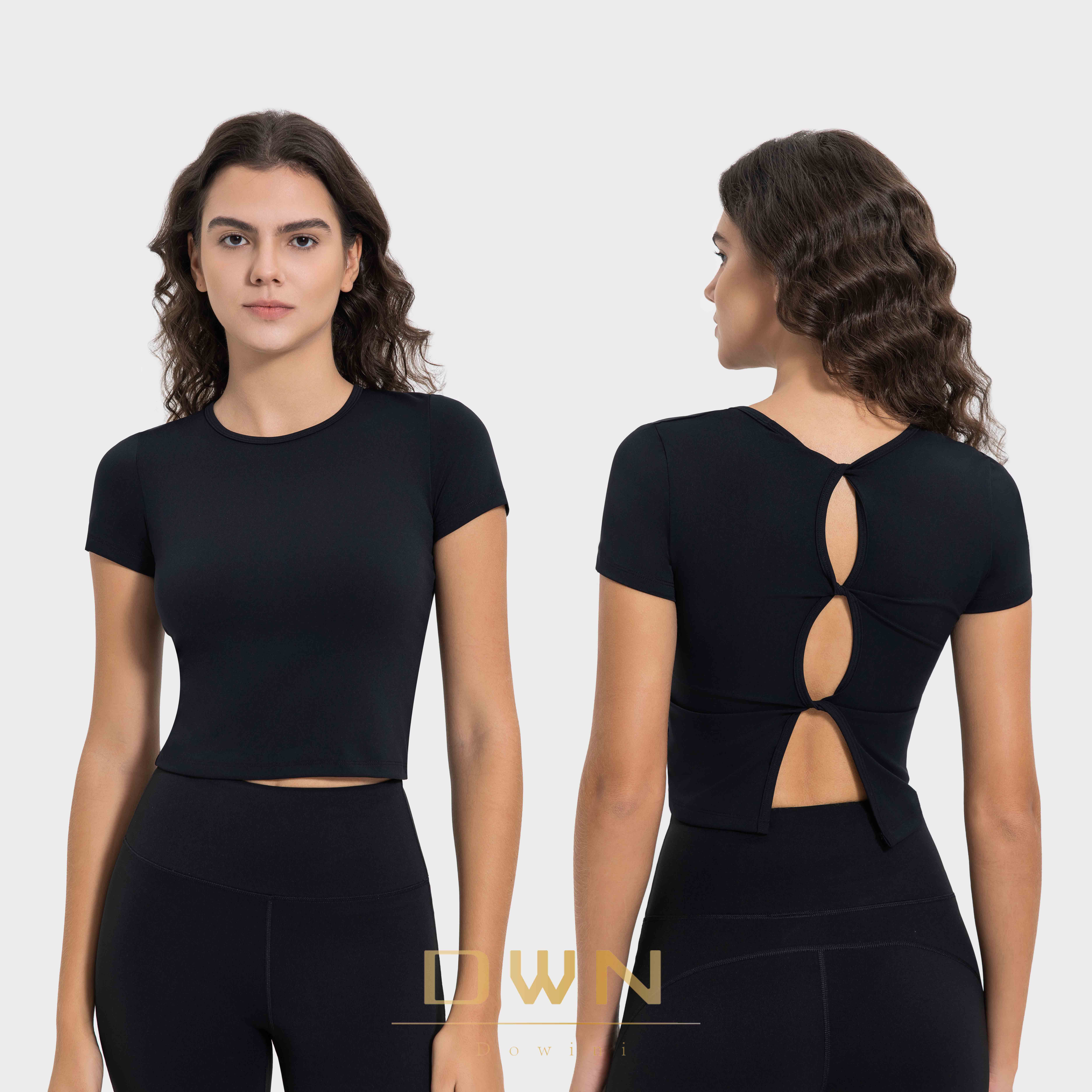New Solid Style Women's Sports Yoga Top T-Shirts Comfortable and Breathable Round Neck Short Sleeve Fitness Sportswear
