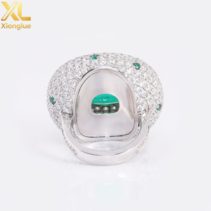 Luxury Unisex Full Moissanite Diamond Hip Hop <b>Rings</b> 10K Gold 18K Gold Plated <b>Emerald</b> <b>Man</b> Made Diamond <b>Ring</b> - Product Image 3