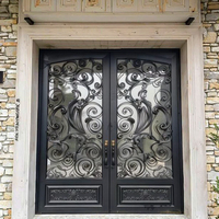Porte extérieure plate facile à installer, prix d'usine, personnalisation professionnelle XIYATECH, portes françaises en fer forgé, porte en fer forgé.