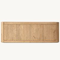 Meuble TV Rhoohill personnalisé pour salon, en bois naturel, 4 portes, style vintage américain, console multimédia longue en bois