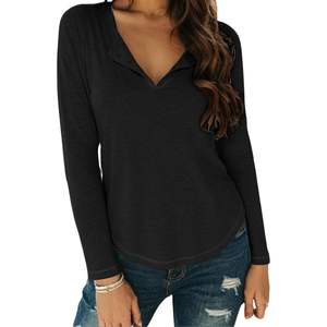 2025เสื้อแขนยาวเฮนลี่ย์คอวีสำหรับผู้หญิง, เสื้อเบลาส์ลำลองเสื้อคลุมลำลองสวมใส่สบายเสื้อเบลาส์ B0FD9YD26K - Product Image 1