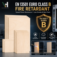 Panneau de contreplaqué en tilleul moderne ignifuge certifié EN 13501 Euro B, 5mm/9mm/18mm, Noyer 7 plis, Mélamine E0, Bois durable