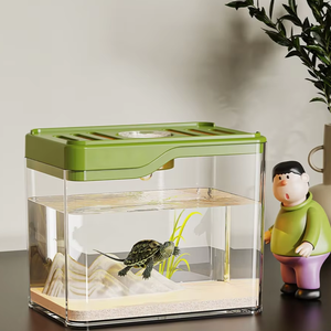 Moderne Vierkante Micro-Landschapsdecoratie Desktop Transparant Plastic Visschildpad Tank Onbreekbaar Kantoor Sieraquarium - Product Image 4