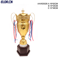 Coupe de récompense ELOR Direct Sales en métal pour voiture de course avec base en bois, trophée en feuille d'or pour réunion annuelle, impression personnalisée