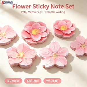 Blocs-notes adhésifs SK Flower, mémos en forme de pétales, autocollants, inscriptibles, 4 modèles - Product Image 1