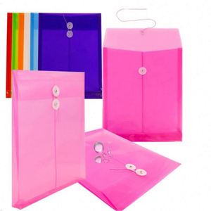 Enveloppes en polyéthylène transparentes avec fermeture à cordon, dossiers transparents à ouverture supérieure, dossiers en plastique réutilisables - Product Image 2