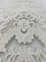 Dentelle de mariée vintage baroque en nylon/viscose brodée de fleurs, couleur ivoire, pour robes de mariage, respirante et résistante aux plis