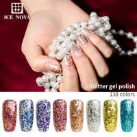 ICE NOVA Glitter Gel Polonais Diamant Shimmer Avec De Nouvelles Couleurs Brillantes pour l'Art En Gros Marque Privée Avec Logo Personnalisé Aimant En Résine