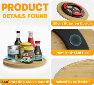 Non-Skid tre lười biếng <span class=keywords><strong>Susan</strong></span> cho nhà bếp xoay gia vị giá cho tủ bếp, gỗ bàn xoay cho nhà bếp Countertop tổ chức - Product Image 2