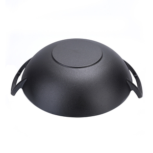 <span class=keywords><strong>Wok</strong></span> <span class=keywords><strong>chino</strong></span> de hierro fundido de cocina <span class=keywords><strong>grande</strong></span> presazonado de 14 pulgadas negro a la venta - Product Image 4