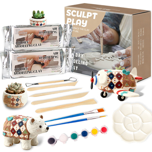 Paket vakum 500g kustom buatan tangan DIY, Kit tembikar tanah liat pemodelan udara kering profesional untuk anak-anak - Product Image 1