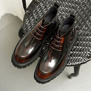 New Style Autumn-winter Pointed-toe <b>Boots</b> Handcrafted Party Men's <b>Boots</b> Business-style Laced Gentleman's Leather <b>Boots</b> - Product Image 5