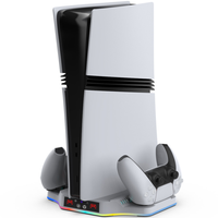 Support de refroidissement RVB avec double station de charge pour PS5 Pro/Base de chargeur de contrôleur de console de jeu mince