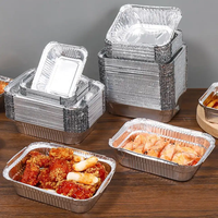 Gold, Recyclable, Rectangular Aluminum Foil Container Eco-friendly Aluminum Foil Food Packaging Box