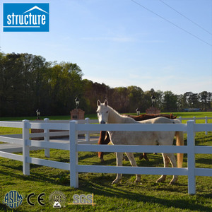 防紫外线白色聚氯乙烯乙烯基塑料围栏室外花园马场农场面板，带轨道和方形柱 - Product Image 4