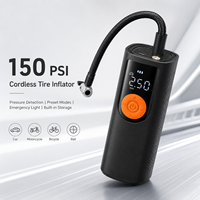Compresseur d'air électrique portable intelligent sans fil 150 PSI pour pneus de voiture, moto, vélo et ballons