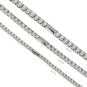 Collar de cadena de tenis de acero inoxidable chapado en oro de 18k con circonitas, fila continua de piedras pequeñas, sin plomo, unisex, a la moda, para fiesta - Product Image 5
