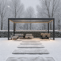 Pérgola de Aluminio para Exteriores con Techo de Láminas Motorizadas Impermeables, Sistema de Sombreado para Jardín, Patio, Villa y Terraza