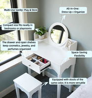 Table de Maquillage Moderne en MDF pour Filles, Taille Moyenne, avec Rangement, pour Salon et Chambre, Ensemble de Jeu d'Imitation - Prix Usine