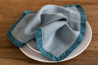 Décoration d'intérieur en gros : Napperons à volants durables et anti-brûlure, serviettes 100 % lin imprimées avec LOGO brodé