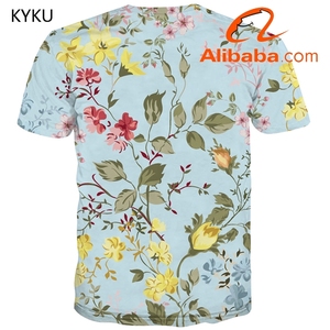 メンズマッスルTシャツメンズ腹部マッスルシャツプリントフラワーTシャツ3D原宿Tシャツプリント半袖スポーツウェア - Product Image 5