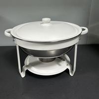 Plat de service rond personnalisable en acier inoxydable doré/argenté de 4,5 L, chauffe-plat à alcool pour buffet d'hôtel