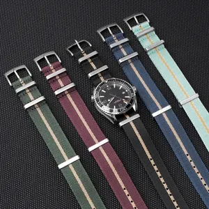 High Quality Herringbone James Bond 007 20mm 22mm Seatbelt Bracelet Watch Bands For MoonWatch Premium 24mm Nylon Watch Straps